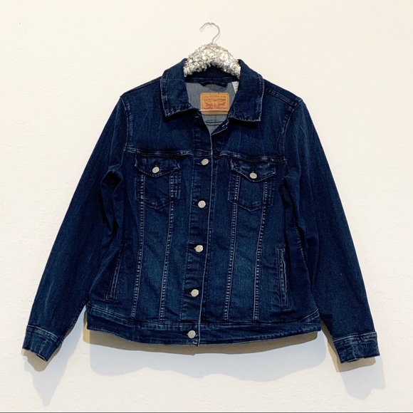 Levi’s Blue Dark Wash Denim Jean Jacket Size XL - Picture 6 of 12